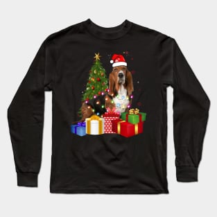 Basset Hound Christmas Tree Santa Hat Funny Xmas Gift Dog T-Shirt Long Sleeve T-Shirt